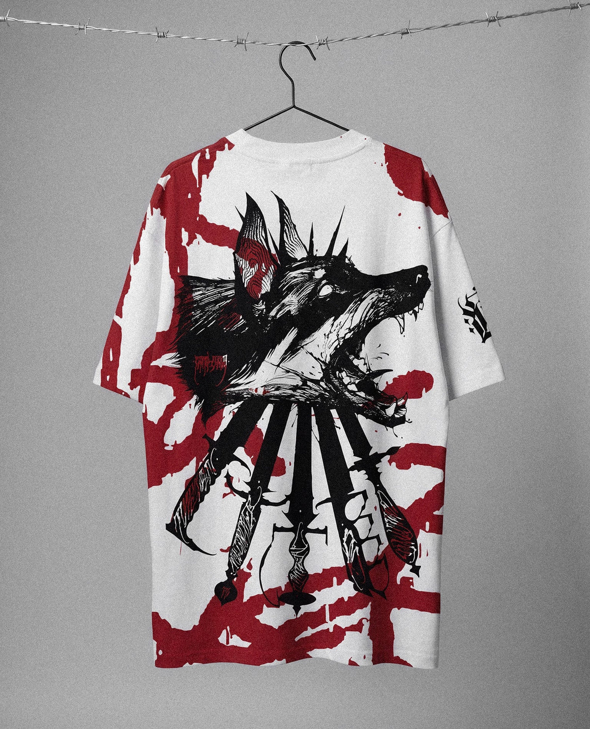Backstabber (White Red) - Oversized T-Shirt (200GSM)