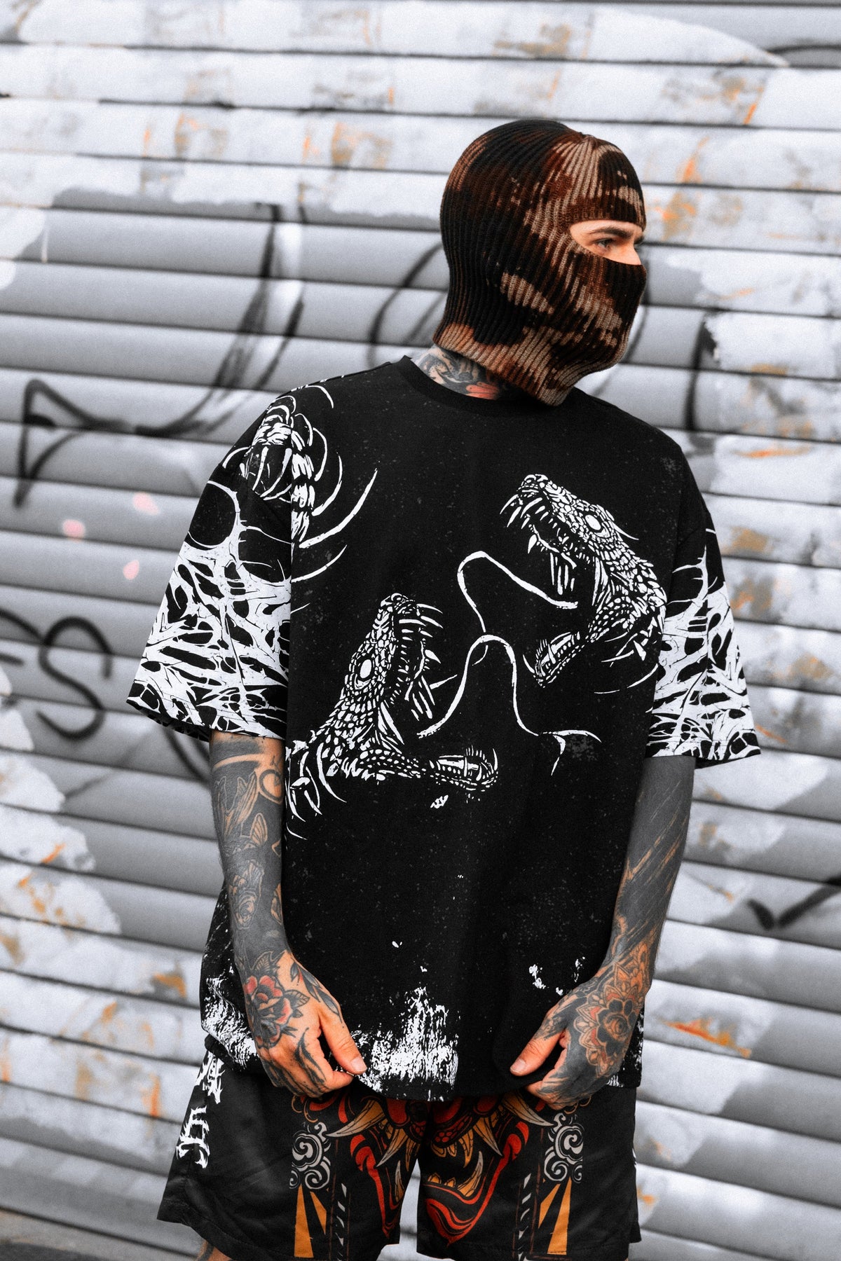 Black Spine (Black) - Oversized T-Shirt (200GSM)