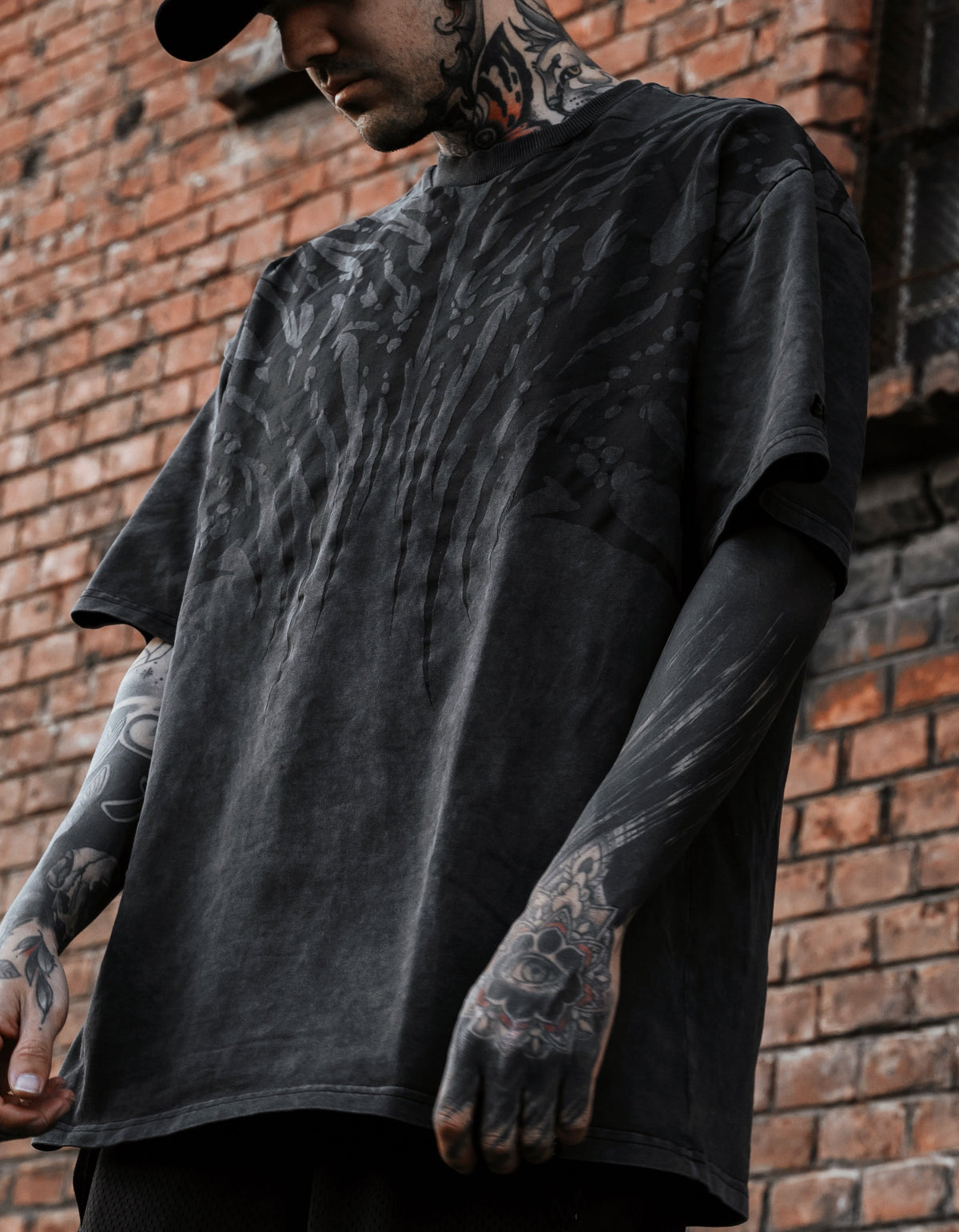 Necroblade (Black) - Heavy Oversized T-Shirt Acid Washed 250GSM