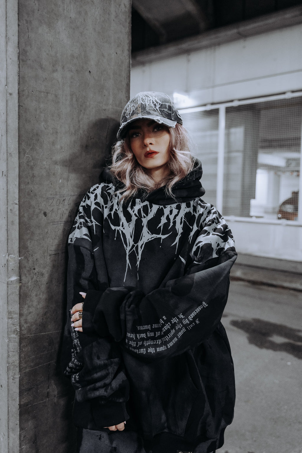 Reign Of Blood (Grey Dye) - Oversized Hoodie (350GSM)