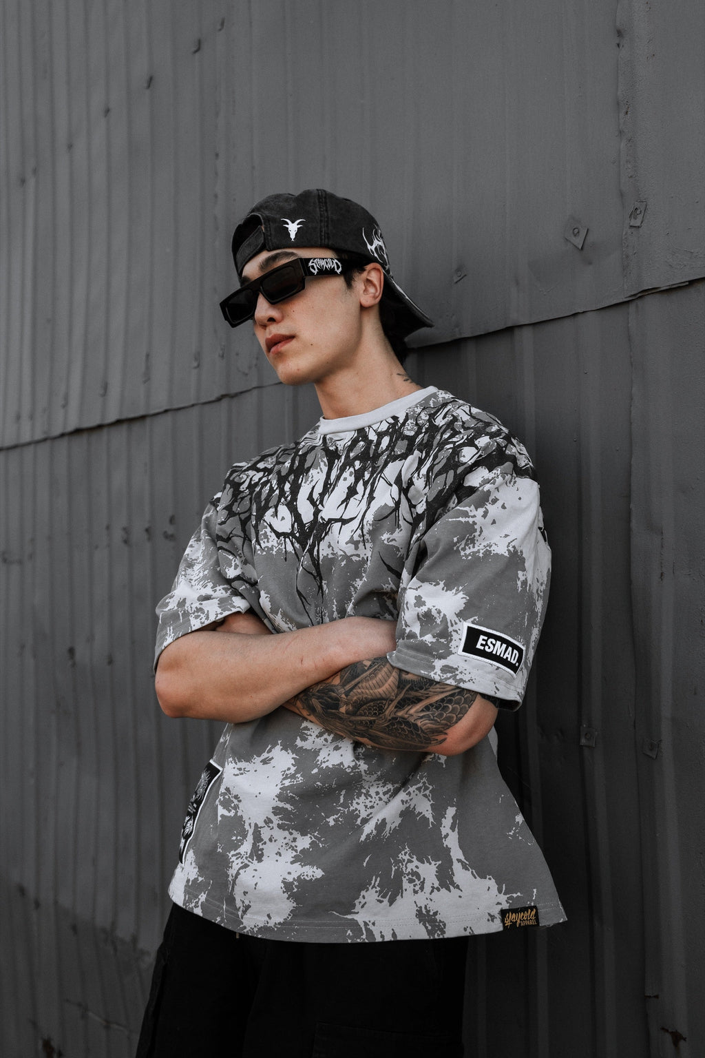 Reign Of Blood (Light Grey) - Heavy Oversized T-Shirt (tie dye) 250GSM