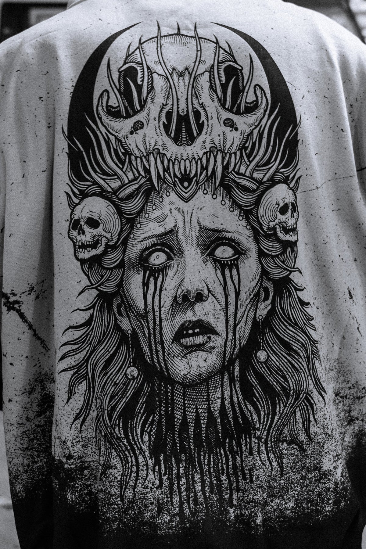 Saint of Nothing (Grey Grunge) - Oversized Hoodie (350GSM)