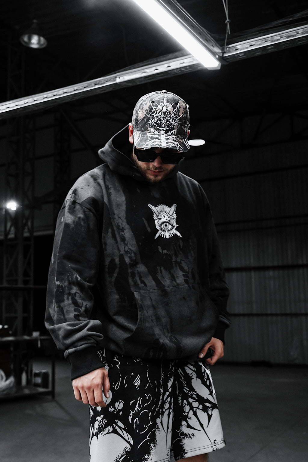 Think Twice (Grey Dye) - Oversized Hoodie (350GSM)